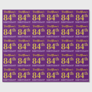 Papel De Presente Olhar Dourado roxo, de imitação "84th ANIVERSÁR
