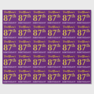Papel De Presente Olhar Dourado roxo, de imitação "87th ANIVERSÁR