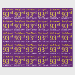 Papel De Presente Olhar Dourado roxo, de imitação "93rd ANIVERSÁR