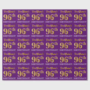 Papel De Presente Olhar Dourado roxo, de imitação "96th ANIVERSÁR