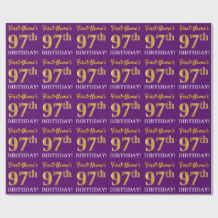 Papel De Presente Olhar Dourado roxo, de imitação "97th ANIVERSÁR