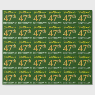 Papel De Presente Olhar Dourado verde, de imitação "47th ANIVERSÁ