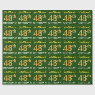 Papel De Presente Olhar Dourado verde, de imitação "48th ANIVERSÁ