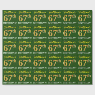 Papel De Presente Olhar Dourado verde, de imitação "67th ANIVERSÁ