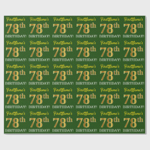 Papel De Presente Olhar Dourado verde, de imitação "78th ANIVERSÁ