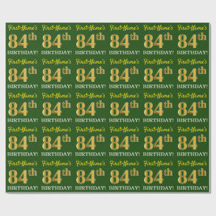 Papel De Presente Olhar Dourado verde, de imitação "84th ANIVERSÁ