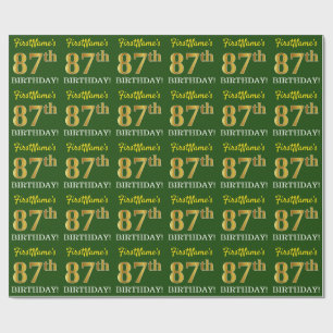 Papel De Presente Olhar Dourado verde, de imitação "87th ANIVERSÁ