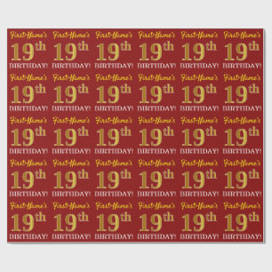 Papel De Presente Olhar Dourado vermelho, de imitação "19o