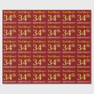 Papel De Presente Olhar Dourado vermelho, de imitação "34o