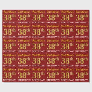 Papel De Presente Olhar Dourado vermelho, de imitação "38th