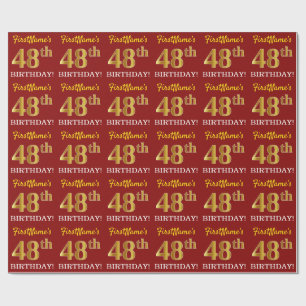 Papel De Presente Olhar Dourado vermelho, de imitação "48th