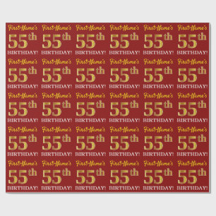 Papel De Presente Olhar Dourado vermelho, de imitação "55th