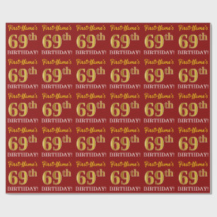 Papel De Presente Olhar Dourado vermelho, de imitação "69th