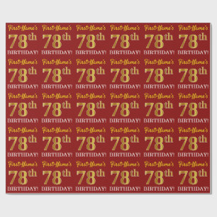 Papel De Presente Olhar Dourado vermelho, de imitação "78th