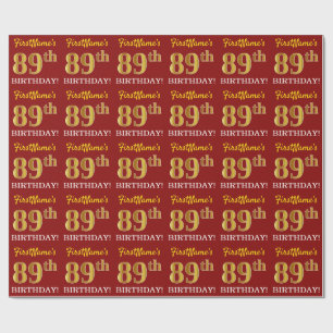 Papel De Presente Olhar Dourado vermelho, de imitação "89th