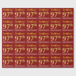 Papel De Presente Olhar Dourado vermelho, de imitação "97th