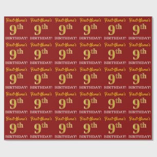 Papel De Presente Olhar Dourado vermelho, de imitação "9o