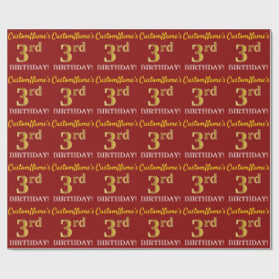 Papel De Presente Olhar Dourado vermelho, de imitação "aniversári