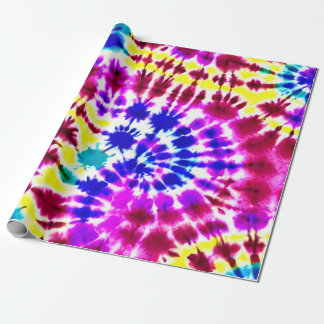 Papel De Presente Olhar Retro Tie-Dye em Pinks, Blues, Yellows