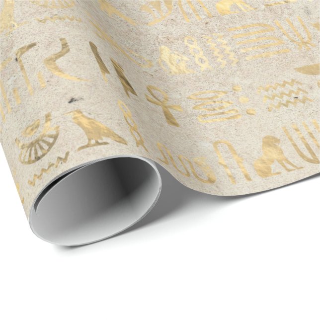Papel De Presente Olho de Horus Dourado Egípcio Hieroglífico Faraó (Ponta do rolo)