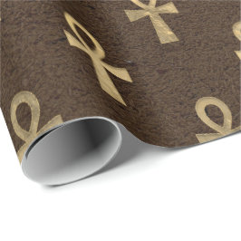 Papel De Presente Olho de Horus Dourado Egípcio Hieroglífico Lux Bro