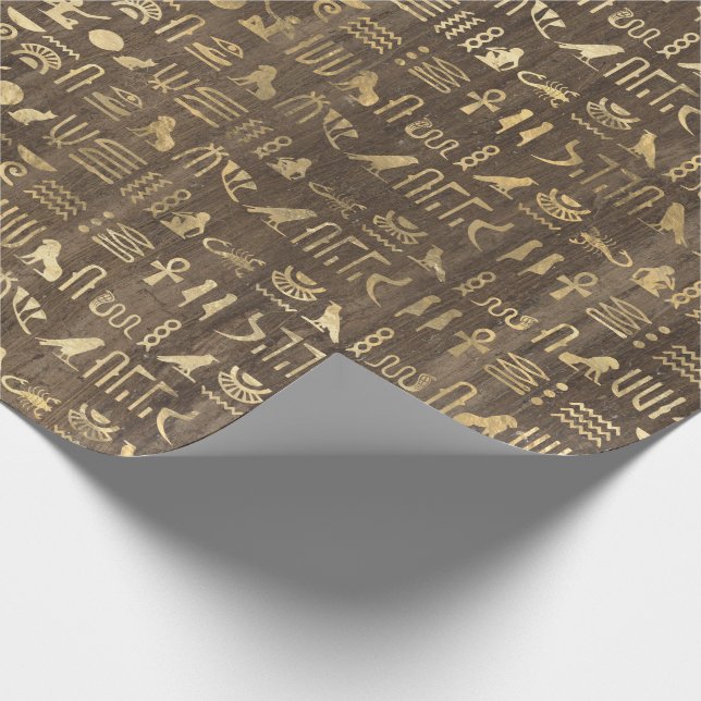 Papel De Presente Olho de Horus Dourado Egípcio Hieroglífico Papiro  (Ponta)