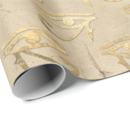 Papel De Presente Olho de Horus Dourado Egípcio Hieroglifics Papyrus