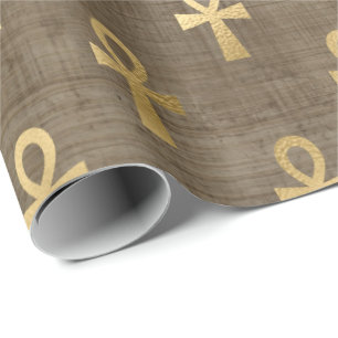 Papel De Presente Olho de Horus Dourado Egípcio Hieróglifo Papiro