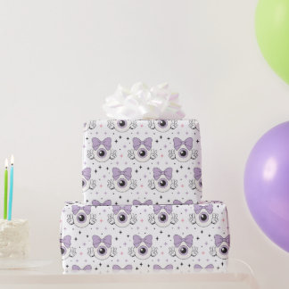 Papel De Presente Olho de Pastel Gótico Fofo e Padrão de Laço