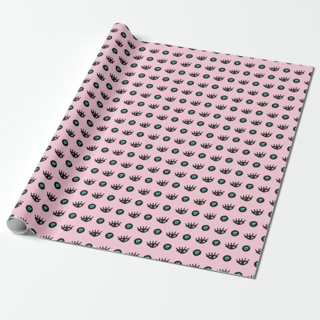 Papel De Presente Olhos Corações Sem Olhos. (Desenrolado)