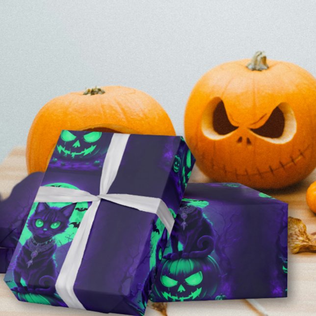 Papel De Presente Olhos Verdes Brilhantes, Gato Preto (Criador carregado)