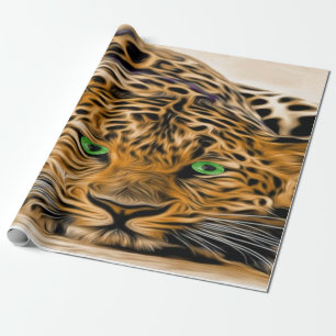 Papel De Presente Olhos Verdes Nome Leopardo Fred