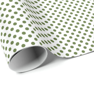 Papel De Presente Oliva Verde em Bolinhas Brancas