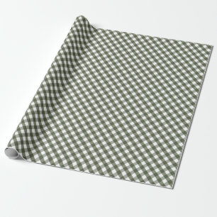 Papel De Presente Olive Green Gingham Patternado