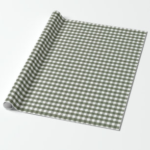 Papel De Presente Olive Green Gingham Patternado