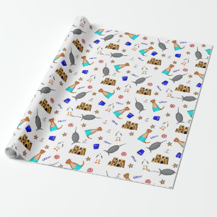 Papel De Presente Oliver A Lontra Padrão de Férias de Verão na Praia