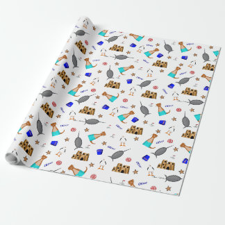 Papel De Presente Oliver A Lontra Padrão de Férias de Verão na Praia