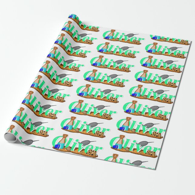 Papel De Presente Oliver The Otter está na praia (Desenrolado)