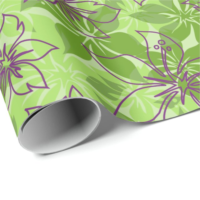 Papel De Presente Olowalu Hibiscus Hawaiian Camo (Ponta do rolo)