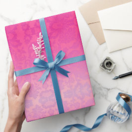 Papel De Presente Ombre Damask Rosa