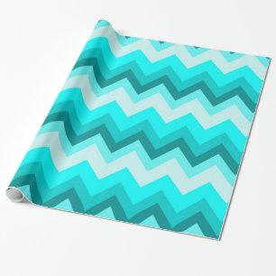 Papel De Presente Ombre Girly Pattern Teal Turquoise Chevron