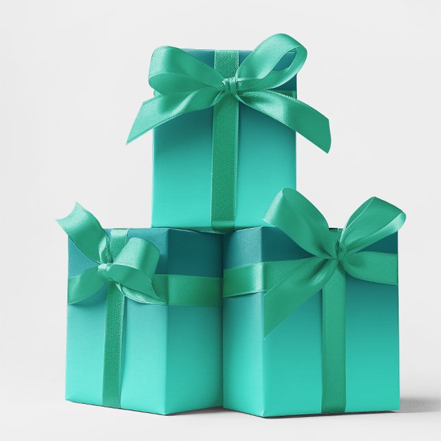 Papel De Presente Ombre Moderno em Azul Turquesa e Verde Água (Modern Teal and Turquoise Ombre Wrapping Paper)