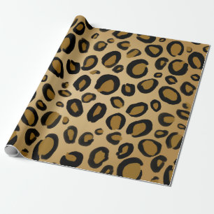 Papel De Presente Onças Pintadas Estampa de Leopardo Manchas Dourado
