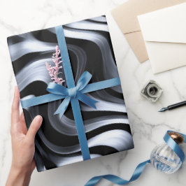 Papel De Presente Onda Abstrata de Prata Metálica Moderna
