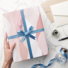 Papel De Presente Onda Abstrata de Rosa Bege Pastel Elegante