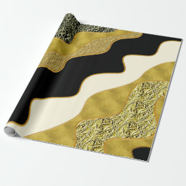 Papel De Presente Onda Abstrata Dourada Moderna Glamour Tendência