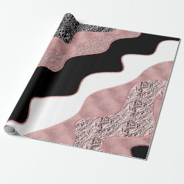 Papel De Presente Onda Abstrata Rosa Dourado Rosa Moderno Glamour Te