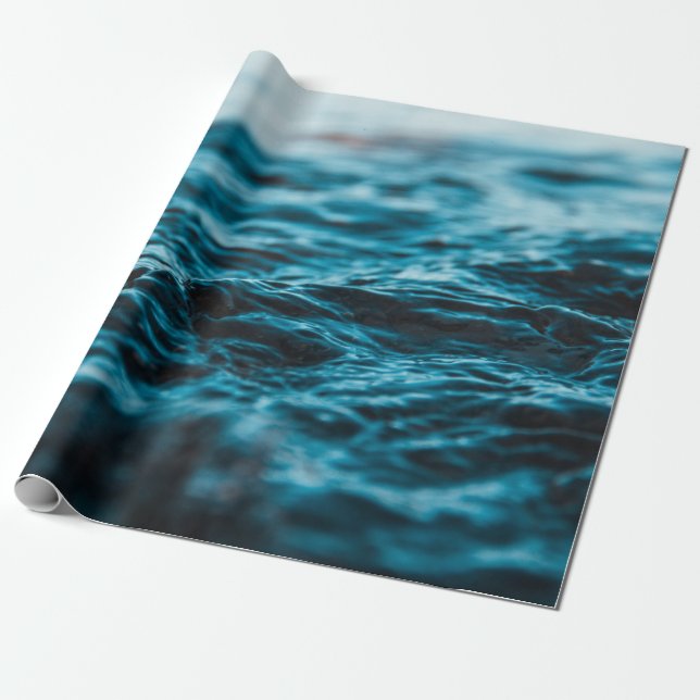 PAPEL DE PRESENTE ONDA DE ÁGUA EM FOTOGRAFIA PRÓXIMA (Desenrolado)