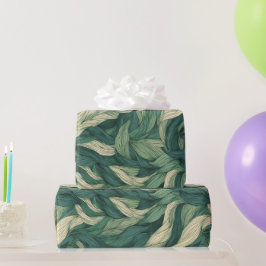 Papel De Presente Onda de natureza verde floresta Bege Padrão Abstra