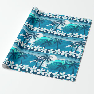 Papel De Presente Onda de surf tropical com palmeiras